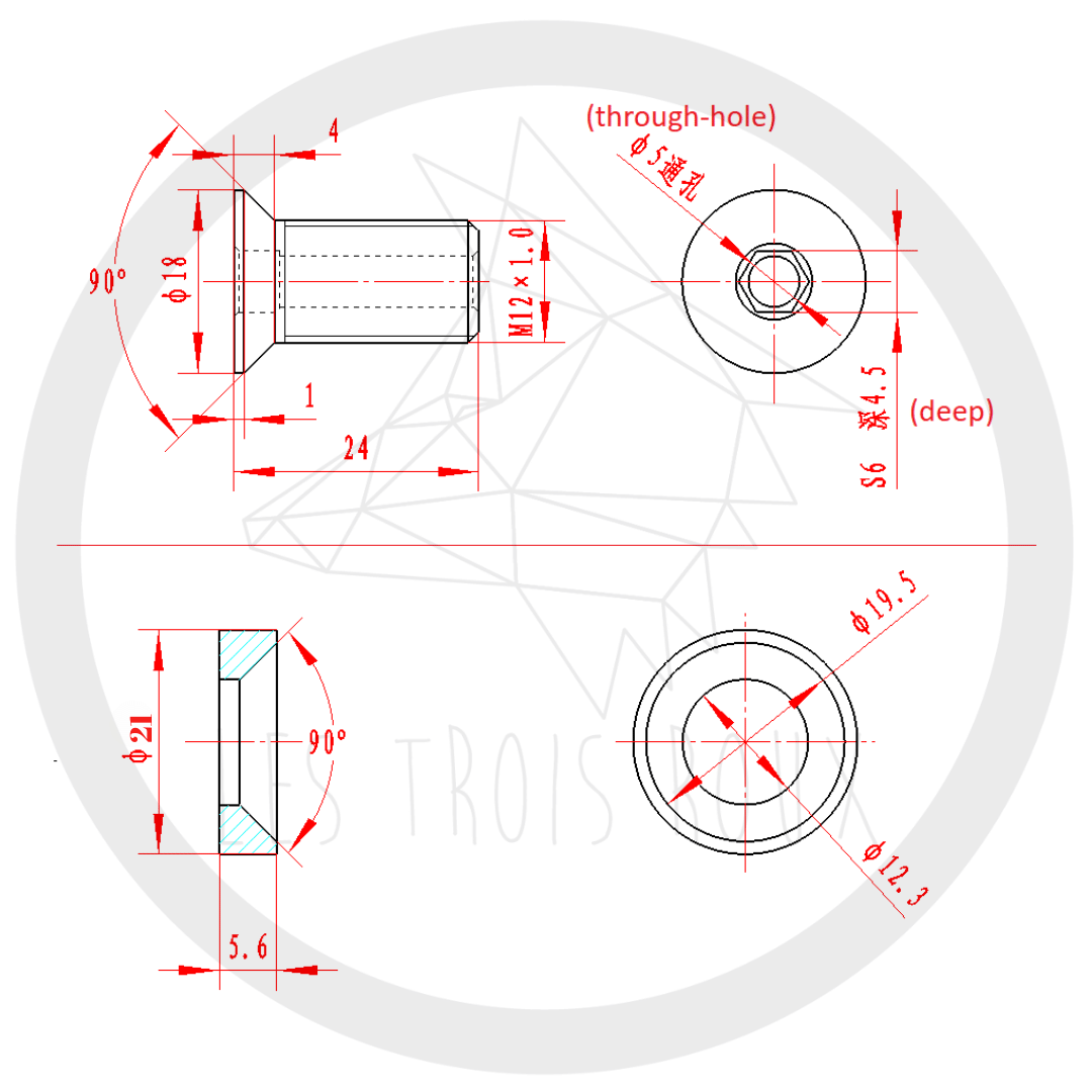 Axe de pédalier LES TROIS ROUX Titane 19mm 48 Cannelures – Image 5