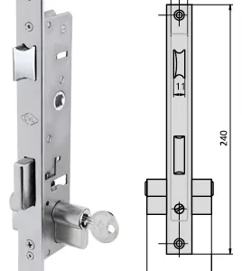 Serrure  CVL à encastrer 1point série 184 entraxe 85 mm