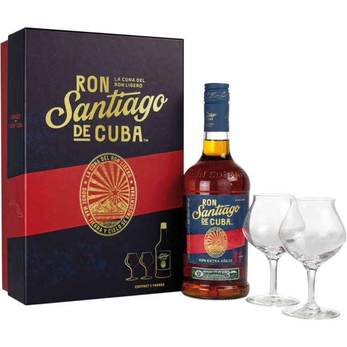 Coffret Rhum Santiago 11 ans + 2 verres – Cuba – Image 2
